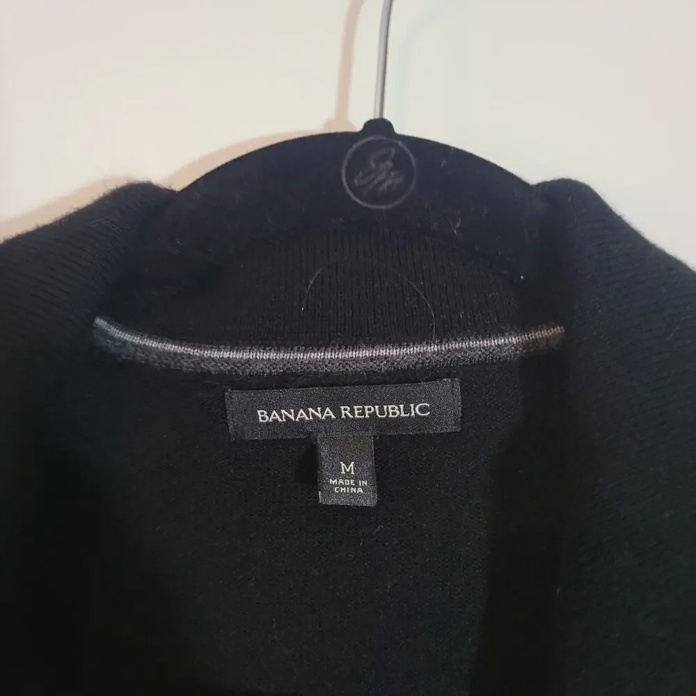 Banana Republic Size	M Merino Wool Blend Half Zip Button Collar Pullover Sweater